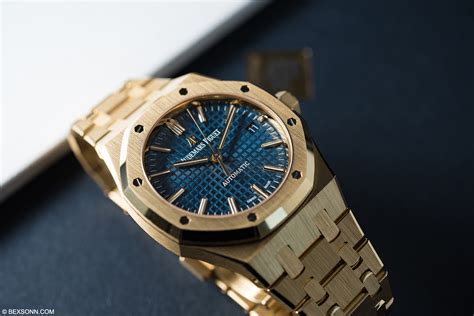 audemars piguet 15400 yellow gold blue dial|audemars piguet royal oak winding.